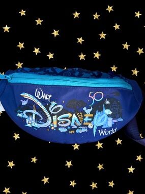 Disney World 50th Anniversary Blue Sling Bag Fanny Pack, New with Tags